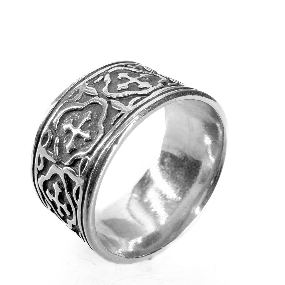 Vintage Wide Band Sterling Silver Ring - Picture 4 of 5